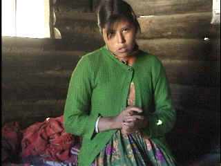 Melina in her home just after arriving